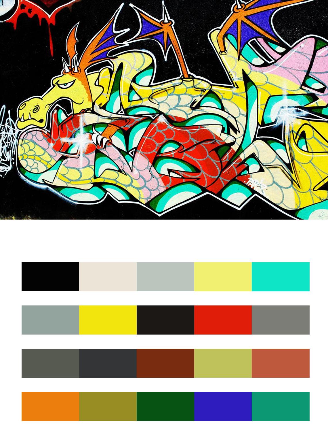 Граффити дракон цвета